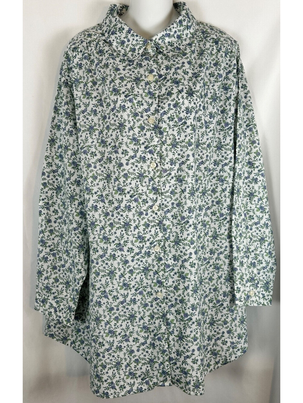 Roaman's Women's Long Sleeve Button-Up Floral Blouse Size 1X NWOT